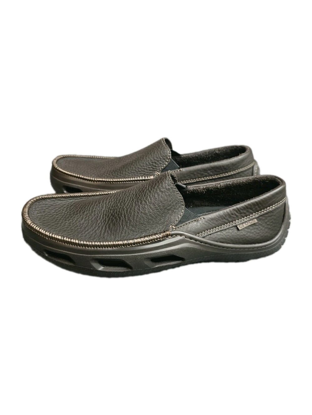Crocs Tideline Sport Leather Loafers Mens Size 10 Brown Slip On NWOB 12197